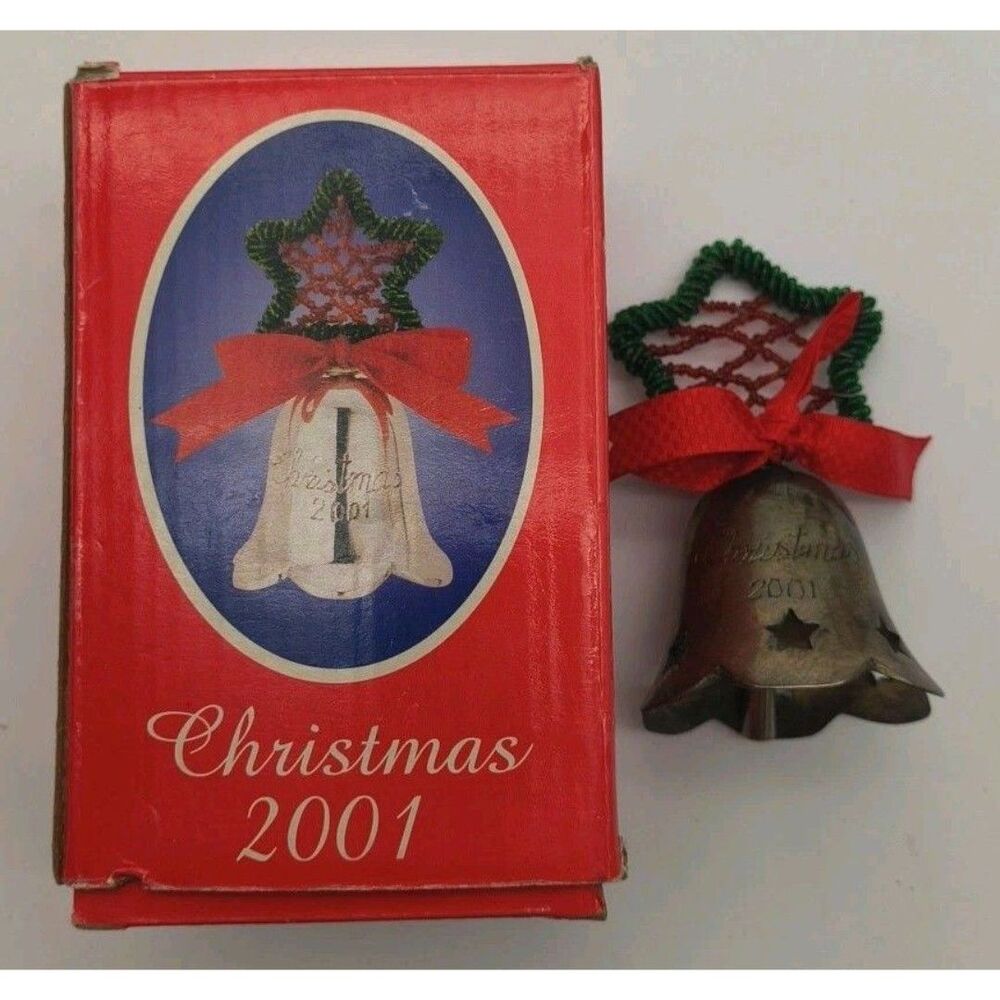 2001 International Silver Co. Silver Plated Engraved Christmas Bell